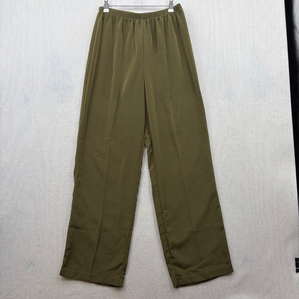 Caribou New York Womens Olive Green Elastic Waist Straight Leg Pants Medium USA